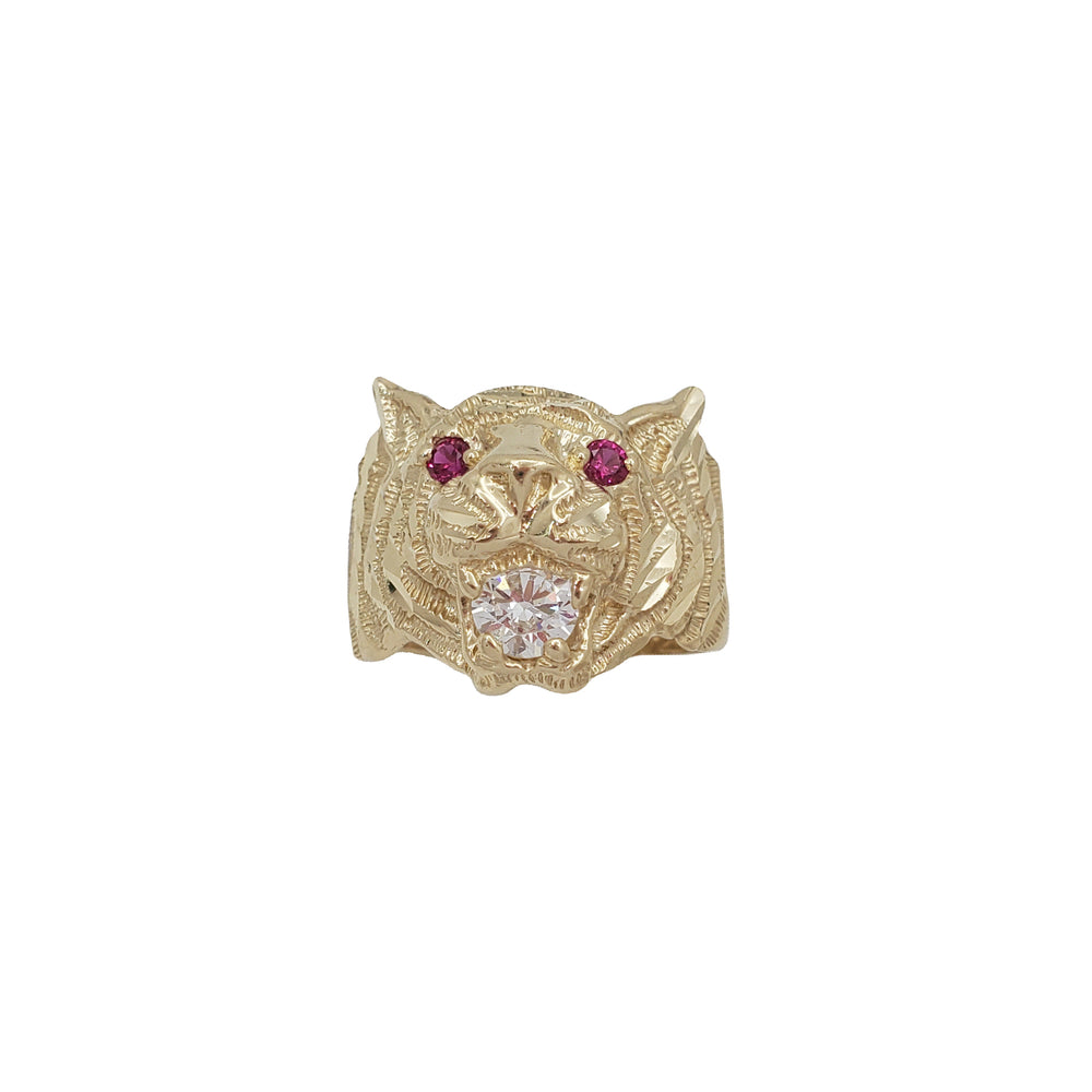 Zirconia Lion Head Ring (14K)
