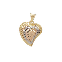 Tricolor Diamond-Cut Puffy Heart Pendant (18K)