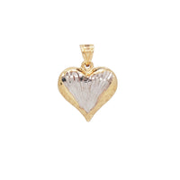 Two-Tone Diamond Cut Puffy Heart Pendant (18K)