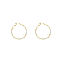 Two-Tone Diamond Cut Hoop Earing (Silver)
