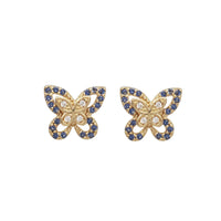 Zirconia Butterfly Stud Earrings (14K)