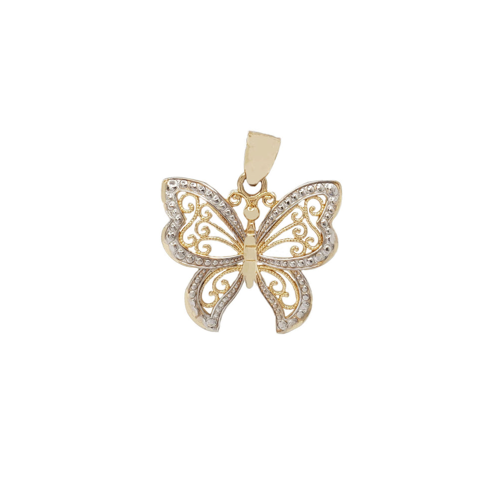 Two-Tone Butterfly Outline Fancy Pendant (14K)