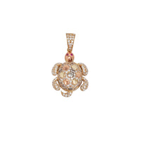 Tricolor Zirconia Turtle Pendant (14K)