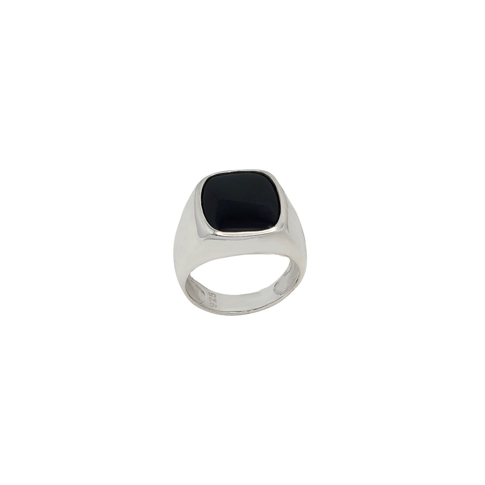 Square Black Onyx Ring (Silver)
