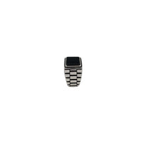 Black Onyx Watch Band Ring (Silver)