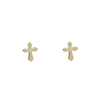 Zirconia Cross Stud Earrings (14K)