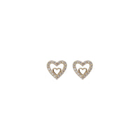 Double Heart Stud Earrings (14K)