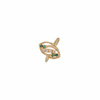 Diamond & Emerald Twist Ring (14K)