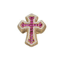 Zirconia Iced Out Cross Ring (14K)