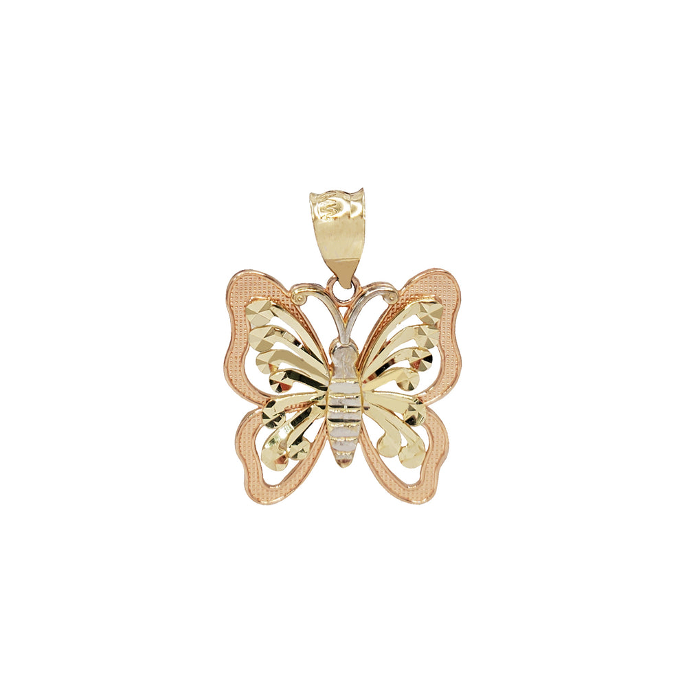 Tricolor Butterfly Pendant (14K)