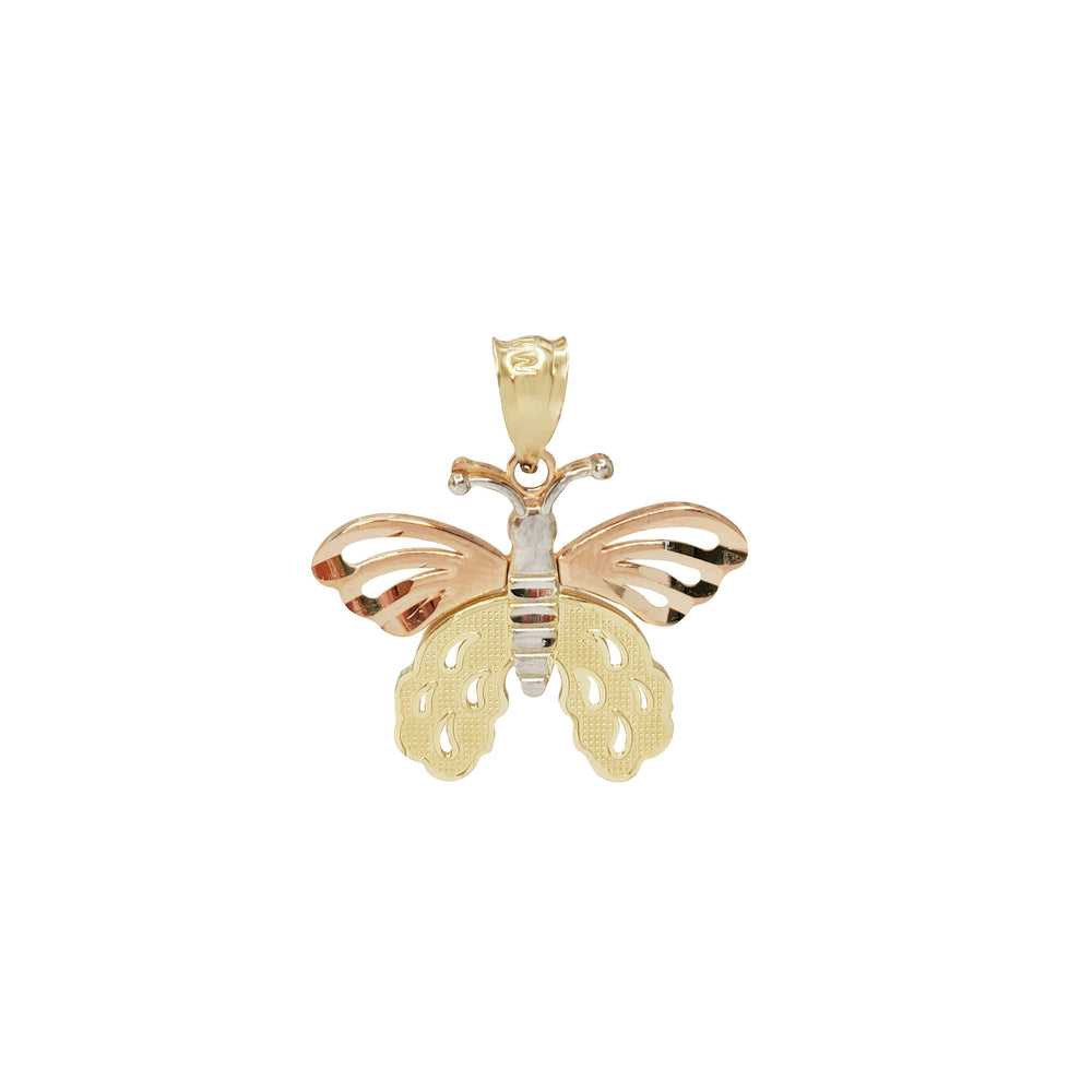 Tricolor Butterfly Pendant (14K)