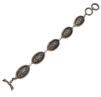 Antique-Finish Fleur De-Lis Husk Bracelet (Silver)