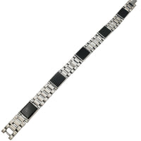 Zwarte onyx horlogeschakelarmband (zilver)