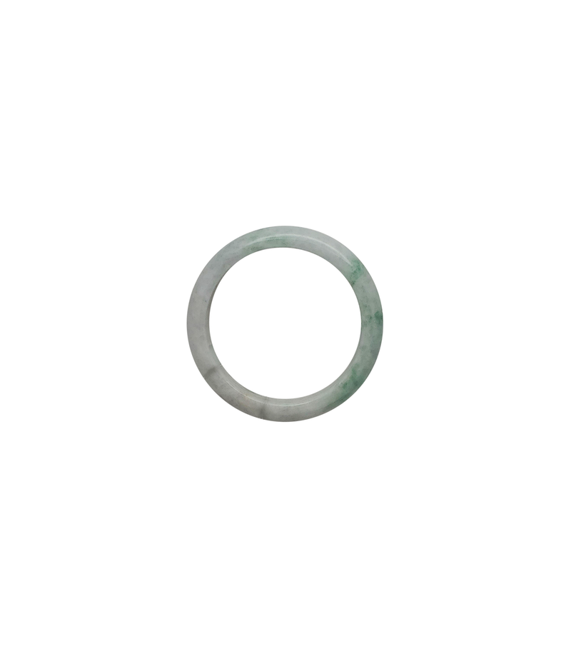 White & Green Jade Bangle Bracelet (Jade)