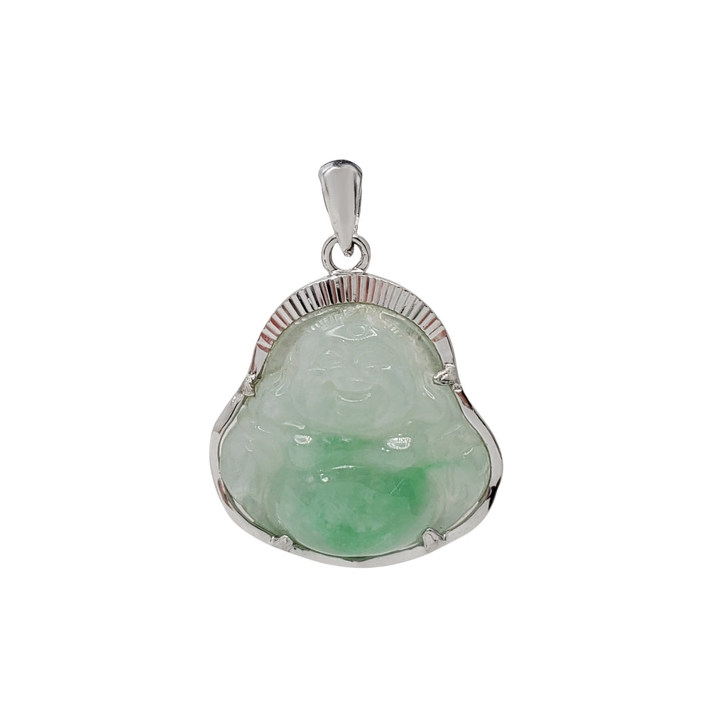 Laughing Buddha Jade Pendant (Silver)