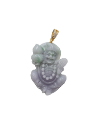 Diamond God of Longevity Jade hengiskraut (14K)