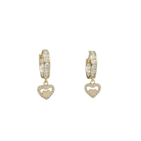 Zirconia Heart Huggie Earrings (14K)