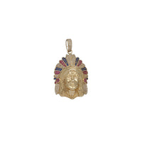 Indian Chief Head CZ Pendant (14K)