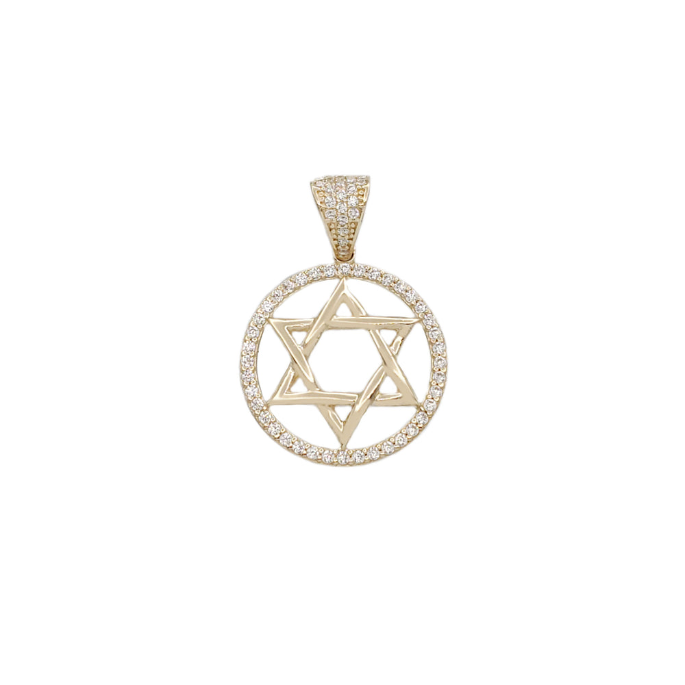 Zirconia Star of David Medallion Pendant (14K)