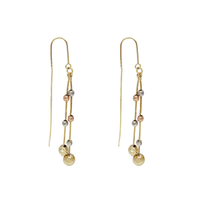 Tricolor Diamond-Cut Ball Dangling Earrings (14K)
