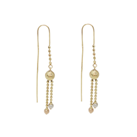 Tricolor Ball Dangling Earrings (14K)