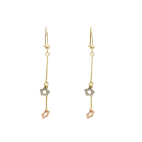 Tricolor Flower Dangling Earring (14K)