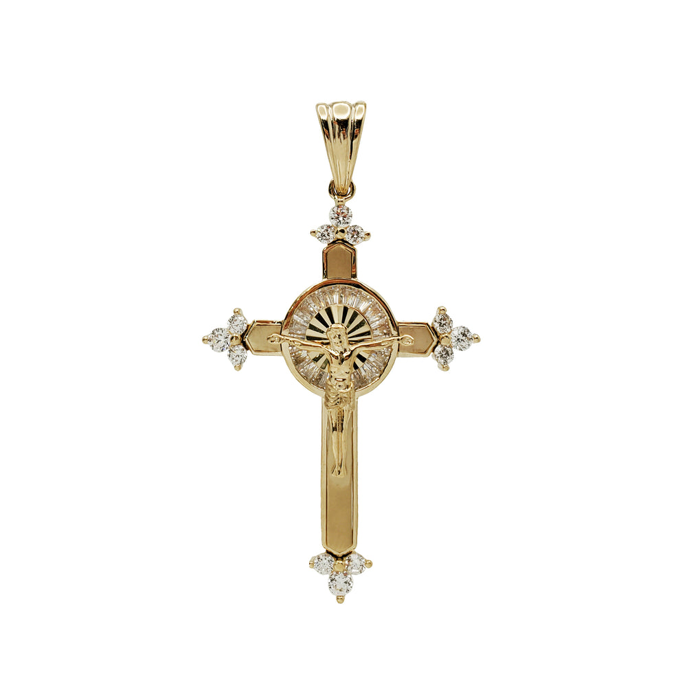 Zirconia Crucifix Cross Pendant (14K)