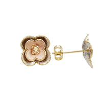 Tricolor Diamond-Cut Flower Earrings (14K)