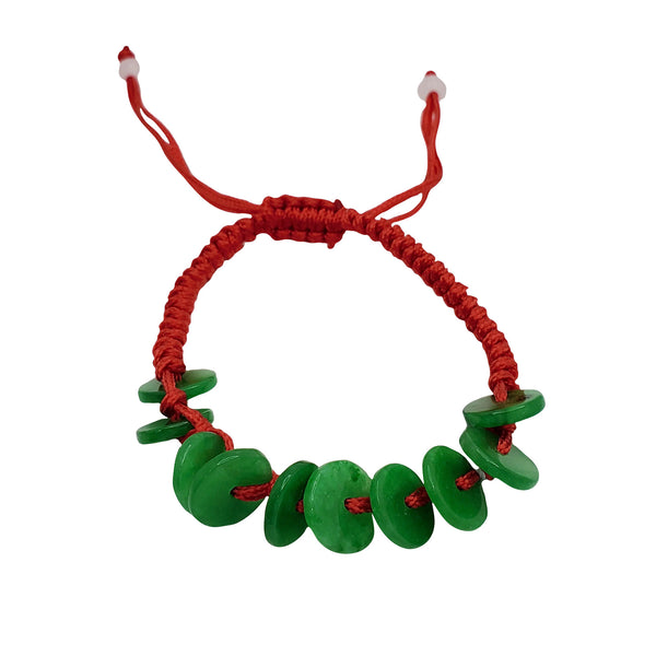 Jade Pi Disc With Red String Bracelet