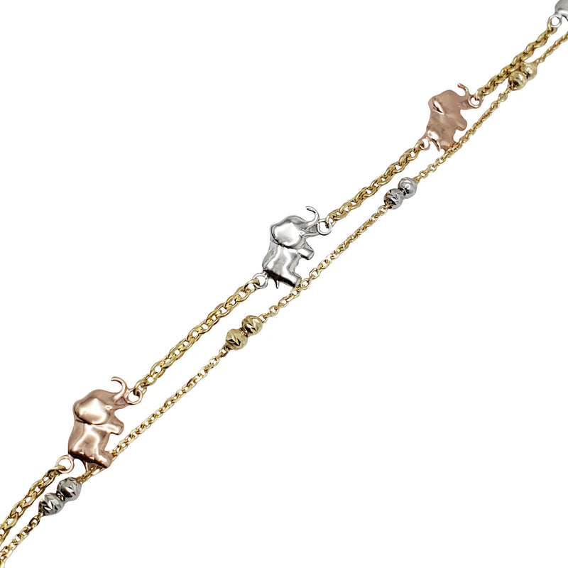 Tricolor Elephant Bracelet (14K) – Popular J
