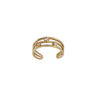 CZ Gold 3 Row Toe Ring （14k）