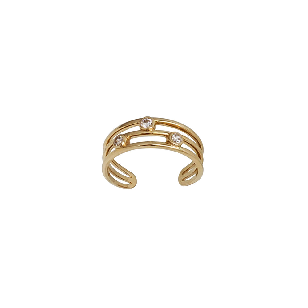 CZ Gold 3 Row Toe Ring （14k）
