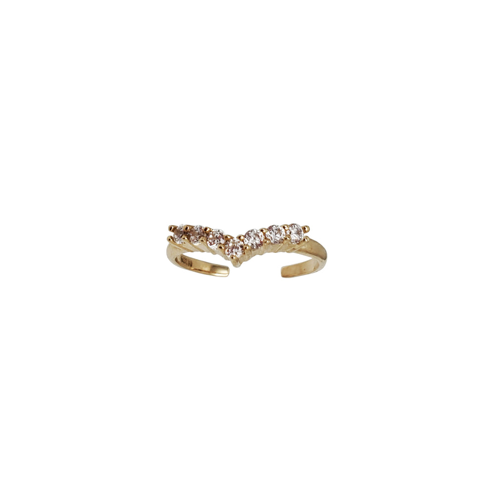 CZ Gold Toe Ring（14k）
