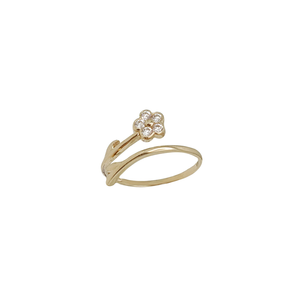 White CZ Gold Flower Toe Ring (14K)