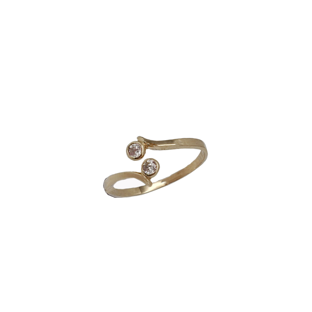 White CZ Gold Toe Ring (14K)