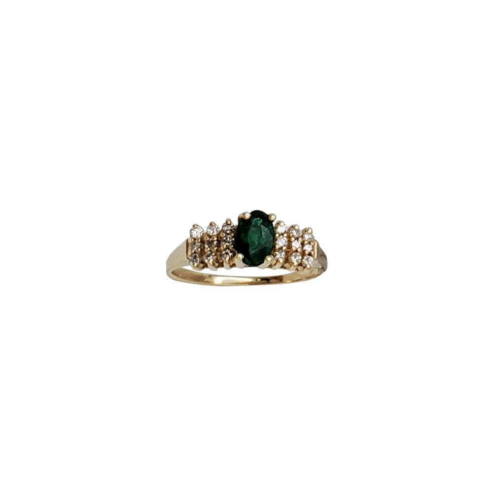 Emerald Diamond Lady Ring （14K)