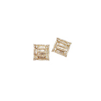 Diamond Baguettes Square Stud Earrings (14K)