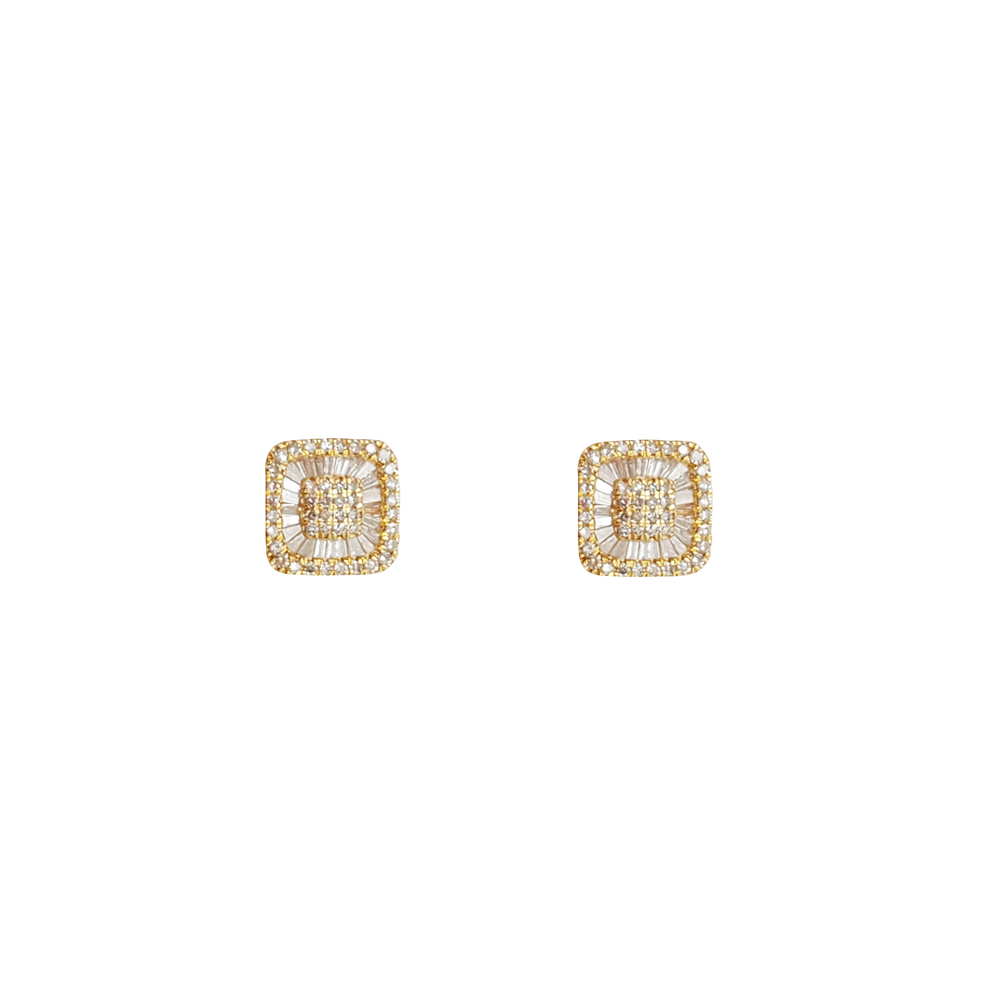 Square Diamond Stud Earring (14K)