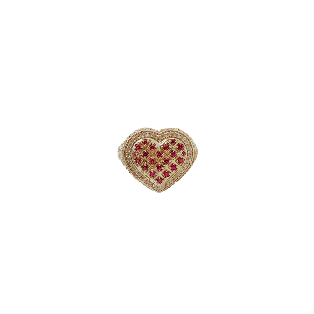 Iced-Out CZ Heart Men Ring (14K)