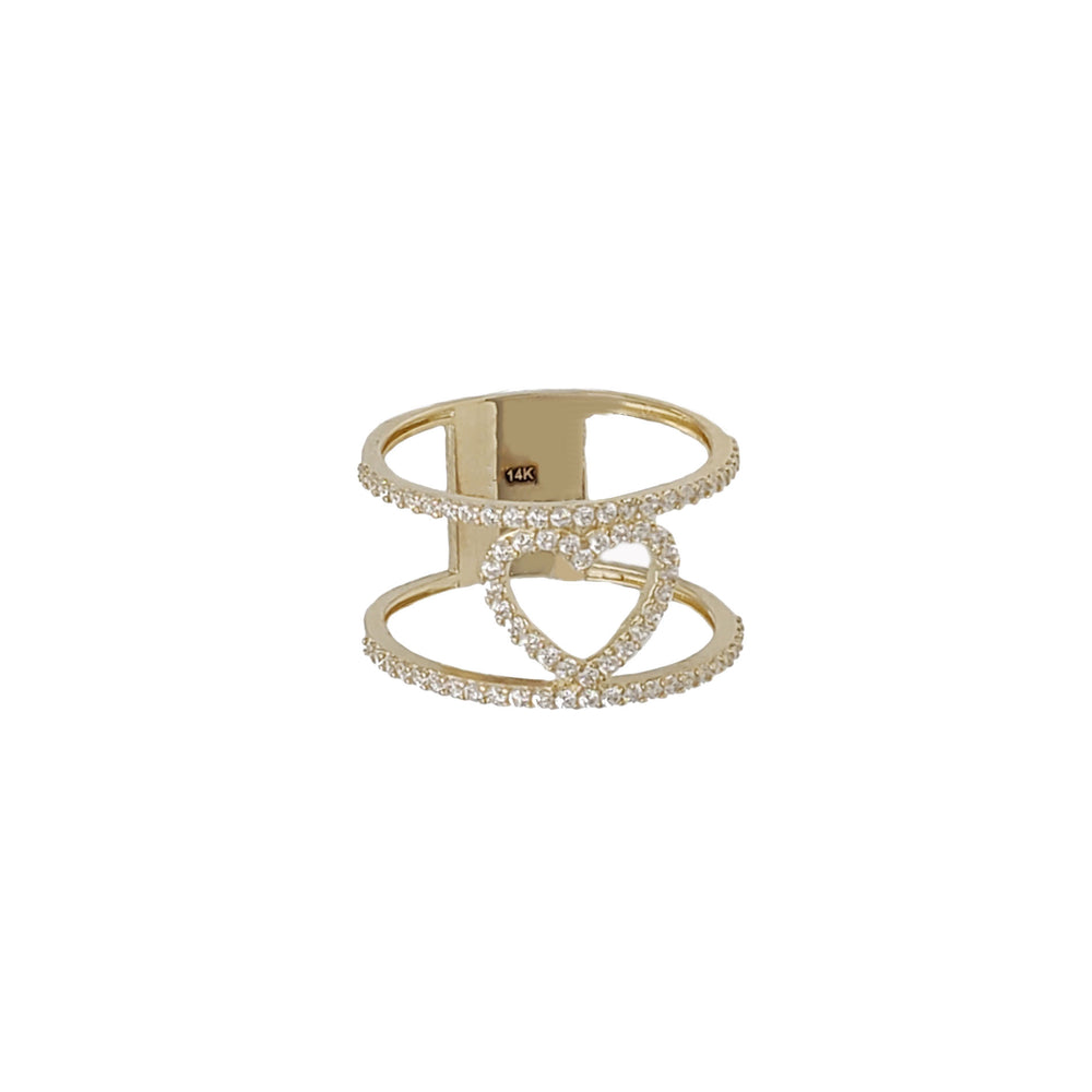 Zirconia Open Heart Lady's Ring (14K)