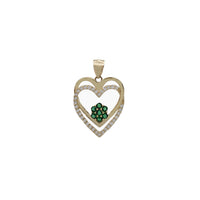 Zirconia Double Heart With Flower Pendant (14K)