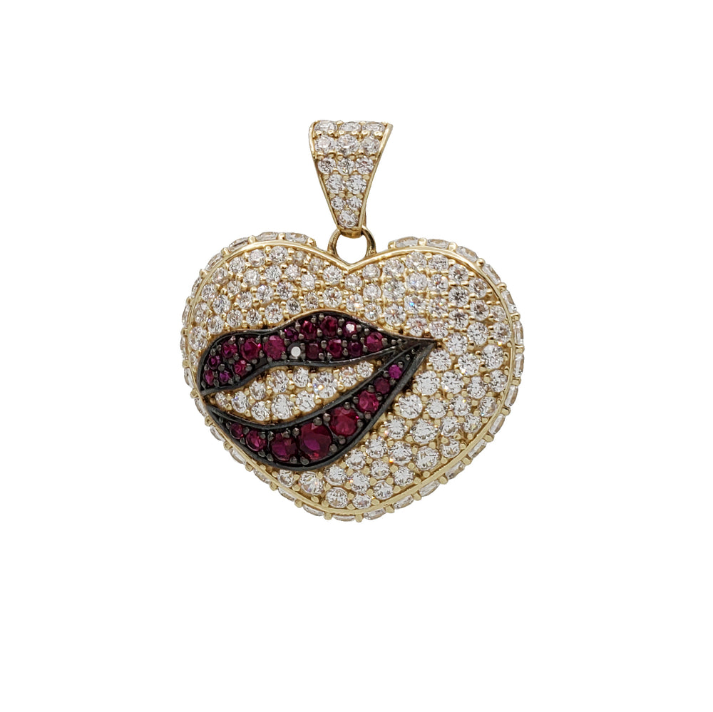Zirconia Kissy Lip Pendant (14K)