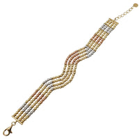 Tricolor 4-Row Ball Bracelet (14K)