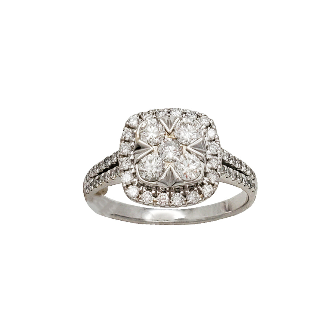 Fáinne Rannpháirtíocht Halo Diamond (14K) - Coitianta J, image size:1100x1100