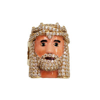 Zirconia Enameled Jesus Face Ring (14K)