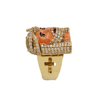 Zirconia Enameled Jesus Face Ring (14K)
