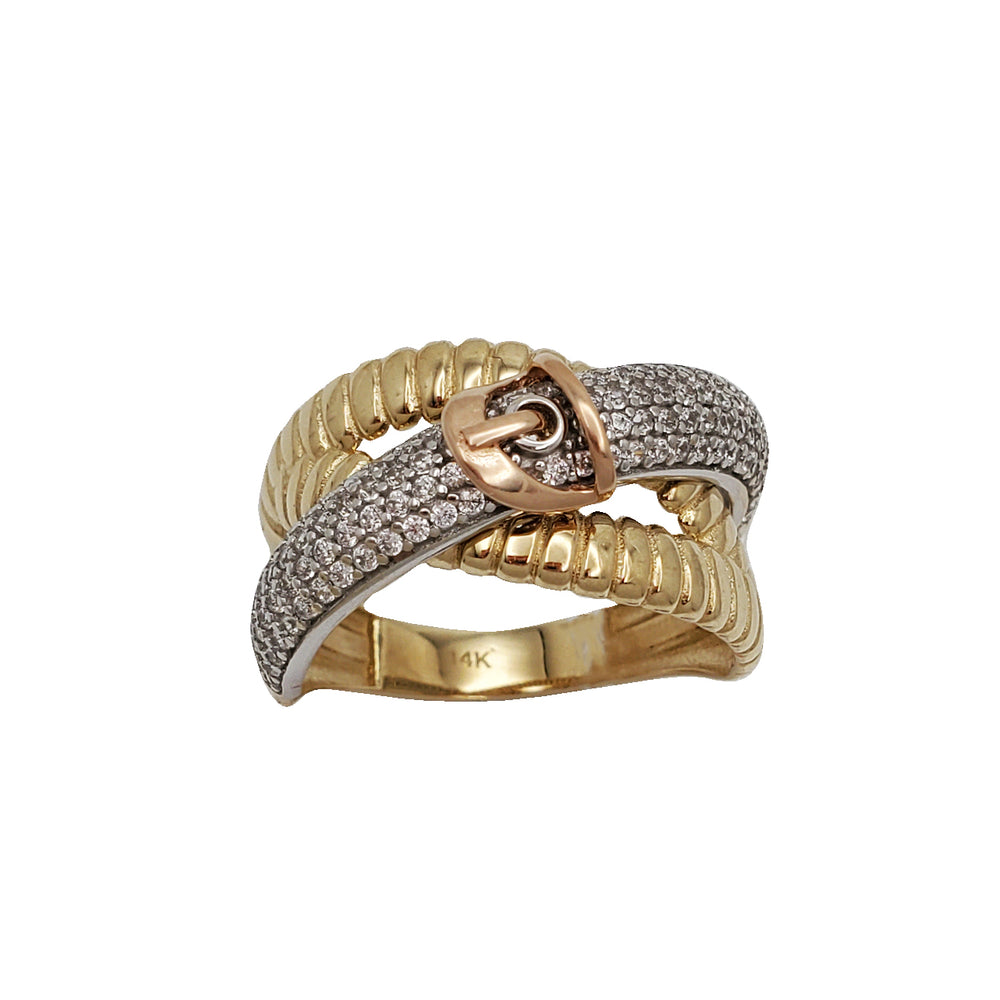 Tricolor Zirconia Belt Ring (14K)