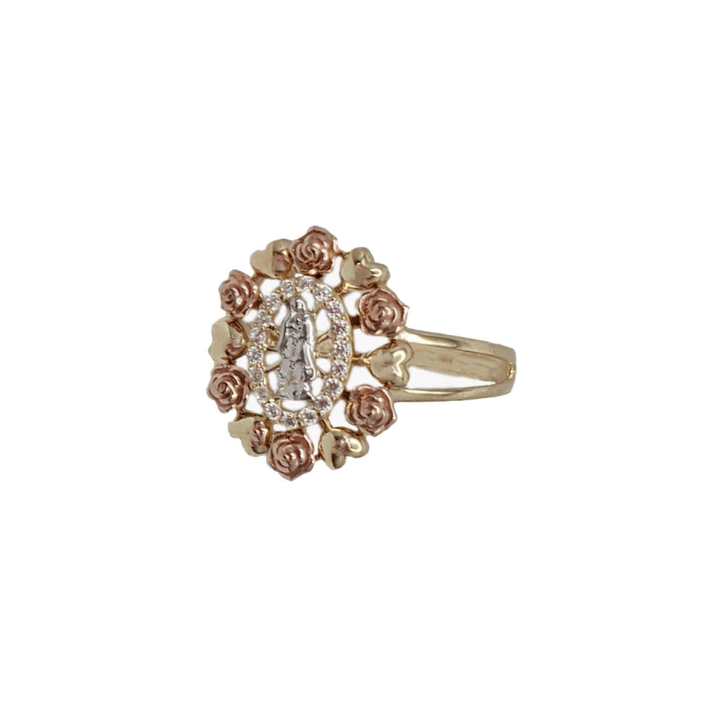 Tricolor Flower Virgin Mary Ring (14K)