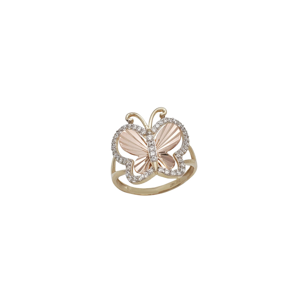 Tricolor Zirconia Butterfly Ring (14K)