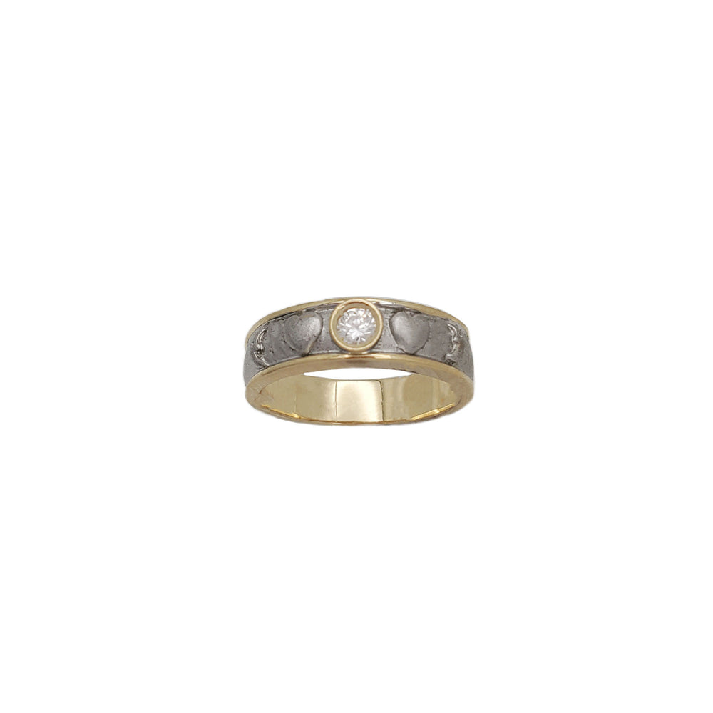 Two-Tone Heart With Moon Band (14K)
